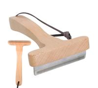 Pet Hair Remover, Dog Comb Shedding, 6.5 Inches Compact Sided Grooming Brush Cat, Home Pets Grooming Tool for Dogs Cats Horses, Trips, Puppies, Natural Wood Color