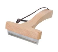 Pet Hair Remover, Shedding Brush, Grooming Tool, Rust-Proof Metal steel, Ergonomic Wooden Handle, Home or Farm Grooming Use, 6.5x3.35x1.26 Inches, Brown, 1 Pack