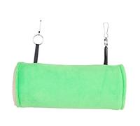 Pet Hamster Tunnel Tube Toy Comfortable Hanging Bed Warm Drilling Sleeve for Small Pets Hamsters Hedgehogs Squirrels Parrots Green Flannel Sponge 21x7x7cm