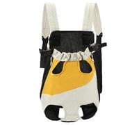 Pet Handle Backpack Cat, Cat Backpack Carrier, Adjustable Backpacks Legs out Easy-Fit Chest Carrier,for Cats Dogs Travel, Outdoors, Going out (Yellow-White,Medium)