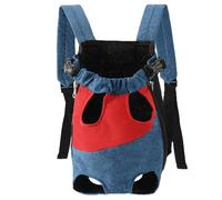 Pet Handle Backpack Cat, Cat Backpack Carrier, Adjustable Backpacks Legs out Easy-Fit Chest Carrier,for Cats Dogs Travel, Outdoors, Going out (Red-Blue,Small)