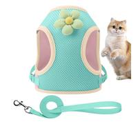 Pet Harness, Reflective Cat Vest, Pink, Breathable Cartoon Puppy Strap, Comfortable Adjustable Gear for Travel Training Daily Use Beach Camping Hiking Park Outdoor Nighttime
