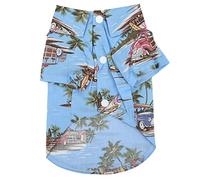 Pet Hawaiian Shirt | Soft Cotton Breathable Dog & Cat T Shirt for Summer Camp/Beach/Outdoor | Sun Protection & Comfort Fit (M)