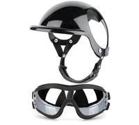 Pet Head Gear - Casco transpirable para perro, combo de lentes de sol, correa ajustable para gafas de protección para conducir, montar en motocicleta, caminar al aire libre, accesorio de confianza