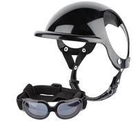 Pet Head Gear - Casco transpirable para perro, combo de lentes de sol, correa ajustable para gafas de protección para conducir, montar en motocicleta, caminar al aire libre, accesorio de confianza