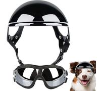 Pet Head Gear - Casco transpirable para perro, combo de lentes de sol, correa ajustable para gafas de protección para conducir, montar en motocicleta, caminar al aire libre, accesorio de confianza