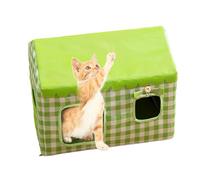 Pet House for Outdoor Cats, Insulated Enclosed Cat Cave, Weatherproof Shelter for Kittens, Interior Outdoors Use on Patio, Lawn, Balcony, Garden, All-Season Pet