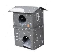 Pet House, Semi-Enclosed Cat Bed, 2 capas interiores plegables para mascotas con puerta, Quick and Easy Assembly for Cold Weather, 16,54 x 12,2 x 26,77 pulgadas, Material de poliéster