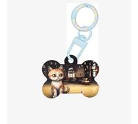 Pet ID Tags A Cute Steampunk Tabby Cat - Etiquetas personalizadas para perro y gato, acrílico en forma de hueso, azul cielo, pequeño