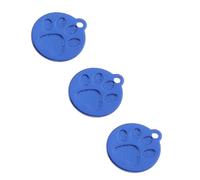 Pet Id Tags Aluminum Dog Paw Shape for Hanging 3Pcs Blue Durable Tags