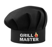 Pet-Jos Grill Master Chef Gorro de Chef con Bordado Unisex Gorro de Cocinero de Algodón Cocina Hotel Restaurante Sombreros de Gastro Ajustable para Hombres Mujeres Cocinar Negro, Negro , 34-50