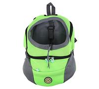 Pet Knapsack, Dog Backpack with Ventilation Window, Spacious Oxford Cloth Carrier for Small Dogs, Adjustable Shoulder Straps and Removable Cushion (Verde)