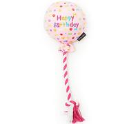 Pet London Globo Rosa de cumpleaños de Juguete para Perro - Celebra el Feliz cumpleaños del Perro - Peluche Colorido patrón de Confeti Arco Iris Regalo de Fiesta de Perro Perfecto Regalo de día