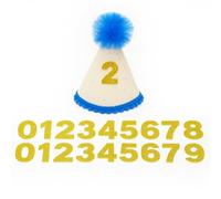 Pet London Sombrero de cumpleaños para fiesta de perro, color azul real, brillante, 20 números reutilizables, regalo para celebrar cumpleaños