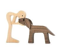 Pet Lover Gifts Wood Sculpture, Family & Puppy Wooden Crafts Sculpture, Unique Gift Hand Carved Wood Dog Human Statue, Pet Lover Gifts Wood Sculpture