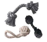 Pet Passion Brady The Rope Tug Toy - Paquete de 3 juguetes de cuerda de algodón orgánico para todas las razas de mascotas, color negro degradado, talla única