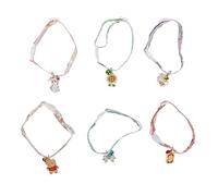 Pet Pattern Collar Adjustable Dog Collar with Bell for Small Animals Polyester Material 6Pcs Set 27 30cm