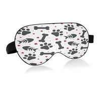 Pet Paw Fish Bone and Dog Bone Sleep Mask Lightweight Soft Breathable Eye Mask with Adjustable Strap Blackout Eye Mask for Women Men for Travel Night Sleeping