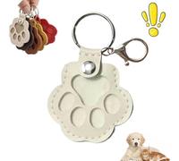 Pet Paw Shaped Leather Keychain, Dog Hair Collector Keychains Charm Memorial Storage Box, Cat Unique Memorial Collection Key Chain, Handmade Keys Holder for Collecting Cats and Dogs Hair(White-1PC)