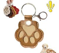 Pet Paw Shaped Leather Keychain, Dog Hair Collector Keychains Charm Memorial Storage Box, Cat Unique Memorial Collection Key Chain, Handmade Keys Holder for Collecting Cats and Dogs Hair(Khaki-1PC)