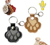 Pet Paw Shaped Leather Keychain, Dog Hair Collector Keychains Charm Memorial Storage Box, Cat Unique Memorial Collection Key Chain, Handmade Keys Holder for Collecting Cats and Dogs Hair(Black+Khaki)