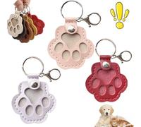 Pet Paw Shaped Leather Keychain, Dog Hair Collector Keychains Charm Memorial Storage Box, Cat Unique Memorial Collection Key Chain, Handmade Keys Holder for Collecting Cats and Dogs Hair(Pink+red+Purp