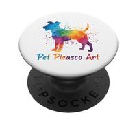 Pet Picasco Colorido Perro Arte Salpicadura Pintura Estilo PopSockets PopGrip Adhesivo