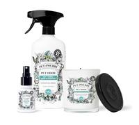 Pet-Pourri Pawsitively Fresh - Ambientador de olores para mascotas | 473.2 ml Air + Spray de tela y 212.6 g vela jazmín, aire fresco y pera eliminador de olores de mascotas con aceites