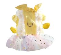 Pet Princess Vestido Filla Correa Suave Ropa para Perros Verano Transpirable Fiesta Festiva para Perros Pequeños (Amarillo)