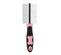Pet Products Kbo086 - Peine de doble peine de acero con patrón de hueso de perro, peine de depilación de mascotas (A, 18,5 x 5 cm)