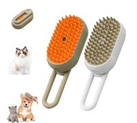 Pet Puffease Spritz Defur Comb, Puffease Spritz Defur Comb for Cats Dogs, 3-In-1 Puff Ease Cat Steam Brush, Pet Spray Hair Removal Combs, One-Click Spray Brush (White+Khaki)