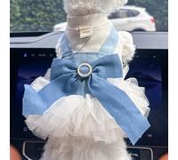 Pet Puppy Cat Clothing Source Factory Direct Sales Spring and Autumn Style Spicy Girl Denim Skirt Collection (falda de mezclilla perla, L)