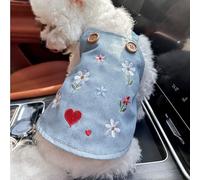 Pet Puppy Cat Clothing Source Factory Direct Sales Spring and Autumn Style Spicy Girl Denim Skirt Collection (falda vaquera con diseño de flores, talla L)