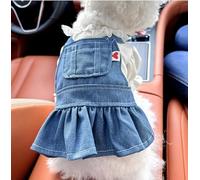 Pet Puppy Cat Clothing Source Factory Direct Sales Spring and Autumn Style Spicy Girl Denim Skirt Collection (Falda vaquera Heartbeat, talla S)