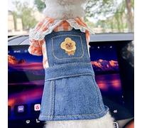 Pet Puppy Cat Clothing Source Factory Direct Sales Spring and Autumn Style Spicy Girl Denim Skirt Collection (Falda vaquera con oso de girasol, talla XS)