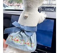 Pet Puppy Cat Clothing Source Factory Direct Sales Spring and Autumn Style Spicy Girl Denim Skirt Collection (falda de mezclilla de flores, XL)