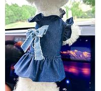 Pet Puppy Cat Clothing Source Factory Direct Sales Spring and Autumn Style Spicy Girl Denim Skirt Collection (falda vaquera de doble mariposa, grande)