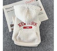 Pet Puppy Cat Clothing Source Factory Direct Sales - Sudadera con capucha de lana de cordero al por mayor (lana de cordero blanca de Nueva York, con hebilla de cordón, XL)