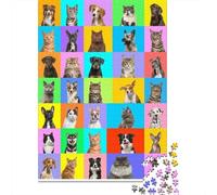 Pet Retratos Grid Rompecabezas 1000 Piezas Acertijos Inteligentes Coloridos Adultos DIY Regalo Navidad Familiar 52x38cm/1000pcs