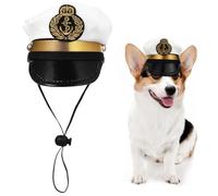 Pet Sailor Hat - Sombrero de Perro de capitán de 5,12 Pulgadas | Divertido Accesorio de Marinero - PP y poliéster Suministros para Mascotas para Cat Puppy Navy Halloween Cosplay