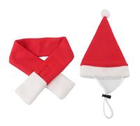 Pet Santa Hat & Scarf Set | Cute Christmas Costume for Dogs Cats Small Pets | Soft Polyester Keeps Pets Warm | Easy On/Off for Birthday/Holiday Dress Up (Metro)