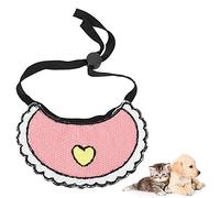 Pet Scarf Collar for Dogs & Cats | Adjustable Wool Neck Towel | Handmade Heart Pattern Design | Small Dog Puppy Cat Accessories (Rosa)