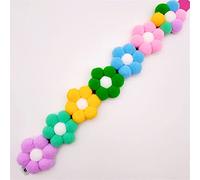 Pet Shiba Inu Corgi Rainbow Flower Collar Cats Dog Hair Ball Collar Adjustable Dog Cats Toy (Milky Rainbow Xlarge)