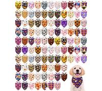 Pet Show Paquete de 100 Bandanas de Halloween para Perros pequeños, a Granel, sin Costuras, Calabaza, Fantasma, triángulo, Baberos, Bufandas para niñas, niños, Mascotas, pañuelos Ajustables de Aseo