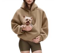 Pet Sling Hoodie - Pet Care Hoodie with Pocket Front Carry Pouch, Unisex Fit, Ultra-Soft Warm for Small Cats and Dogs (Khaki,X-Large)