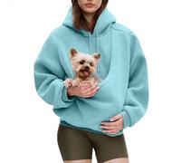 Pet Sling Hoodie - Pet Care Hoodie with Pocket Front Carry Pouch, Unisex Fit, Ultra-Soft Warm for Small Cats and Dogs (Sky Blue,Large)