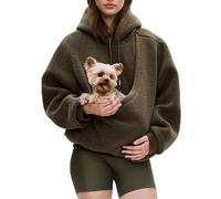 Pet Sling Hoodie, Pet Hoodie Carrier, Teddy Fleece, Ultra-Soft Warm for Autumn & Winter (Brown,Large)