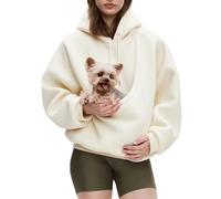 Pet Sling Hoodie, Pet Hoodie Carrier, Teddy Fleece, Ultra-Soft Warm for Autumn & Winter (Cream,XXX-Large)