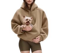 Pet Sling Hoodie, Pet Hoodie Carrier, Teddy Fleece, Ultra-Soft Warm for Autumn & Winter (Khaki,Small)