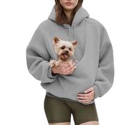 Pet Sling Hoodie, Pet Hoodie Carrier, Teddy Fleece, Ultra-Soft Warm for Autumn & Winter (Light Grey,XX-Large)